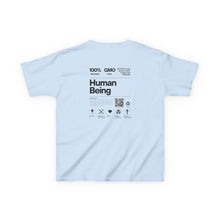Load image into Gallery viewer, Youth Graphic Tee, 100% Human Being Ingredient Label, Inspirational T-Shirt, Fun Kids T-Shirt, 100% US Cotton Shirt, Playful Kid's Clothing, Everyday Wear, Gift for Kids