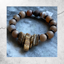 Load image into Gallery viewer, Champagne Druzy & Chunky Jasper Chips in Essential Oil Bracelet