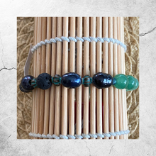 Load image into Gallery viewer, Essential Oil Bracelet || Cat-Eye and Jade Beads in Shades of Green || Black Freshwater Pearls