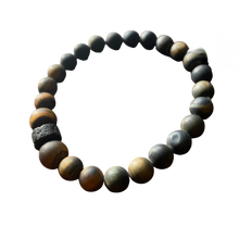 Load image into Gallery viewer, Essential Oil Bracelet, Matte Tiger Eye Beads, Black Lava Disk