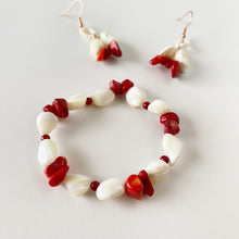 Load image into Gallery viewer, Shell & Coral Stretch Bracelet/Earring Combination