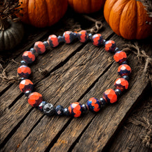 Load image into Gallery viewer, Essential Oil Bracelet, Orange & Black faceted beads, Black Lava Stone