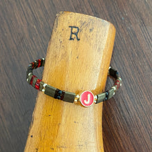 Load image into Gallery viewer, Tila Bead Stretch Bracelet Featuring Solitary Alphabet Letter for Women/Youth, Stackable Bracelets, Initial Bracelet, Colorful Tile Bracelet