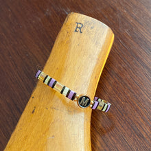 Load image into Gallery viewer, Tila Bead Stretch Bracelet Featuring Solitary Alphabet Letter for Women/Youth, Stackable Bracelets, Initial Bracelet, Colorful Tile Bracelet