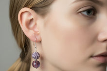 Load image into Gallery viewer, Amethyst & Rhinestone Bead Earrings, Sterling Silver Ear Wires