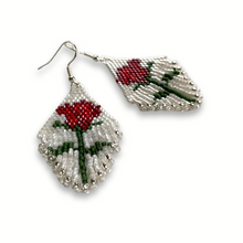 Load image into Gallery viewer, PRE-ORDER SINGLE SHORT-STEM ROSE FRINGE EARRINGS