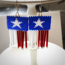 Load image into Gallery viewer, Texas Bugles & Beads - Handwoven Flag Earrings, Sterling Silver