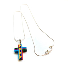 Load image into Gallery viewer, Stone Inlay Cross Necklace on 18&quot; SS Chain
