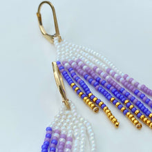 Load image into Gallery viewer, Pastel Wings of Glory. Stately Fringe Earrings Dipped in Gold.