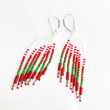 Load image into Gallery viewer, Pastel Wings of Glory. Stately Fringe Earrings Dipped in Gold.