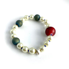 Load image into Gallery viewer, The Lone Star Bracelet || Pearls, Agates, Red Glass & the Lone silver Star