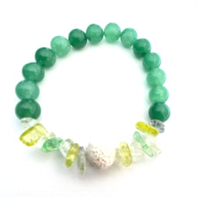 Load image into Gallery viewer, Green Aventurine, Agate chips & White Lava Bead Diffuser Bracelet || Stretch Bracelet