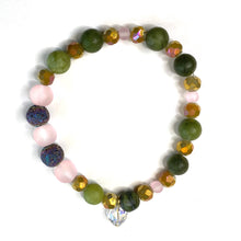 Load image into Gallery viewer, Iridescent Lava Beads and Crystal Hearts Diffuser Bracelet || Size 6.5