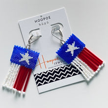 Load image into Gallery viewer, Texas Bugles & Beads - Handwoven Flag Earrings, Sterling Silver