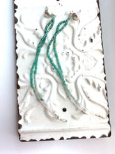Load image into Gallery viewer, Shades of Green in Quartz and Jade. Long Strand Duster Earrings that Kiss your Shoulders in Silver.