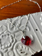 Load image into Gallery viewer, Ruby's Heart - a Fine Crystal Heart-shaped Pendant dazzles on a Silver Chain
