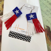 Load image into Gallery viewer, Texas Flag Beaded Earrings