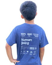 Load image into Gallery viewer, Youth Graphic Tee, 100% Human Being Ingredient Label, Inspirational T-Shirt, Fun Kids T-Shirt, 100% US Cotton Shirt, Playful Kid&#39;s Clothing, Everyday Wear, Gift for Kids
