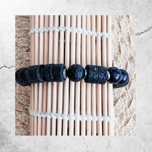 Load image into Gallery viewer, Black Lava &amp; Deep Blue Beads Combine in Aromatherapy Bracelet
