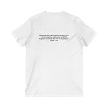 Load image into Gallery viewer, The King is Coming, Daniel 7:14 Bible Verse 100% cotton V-Neck Tee
