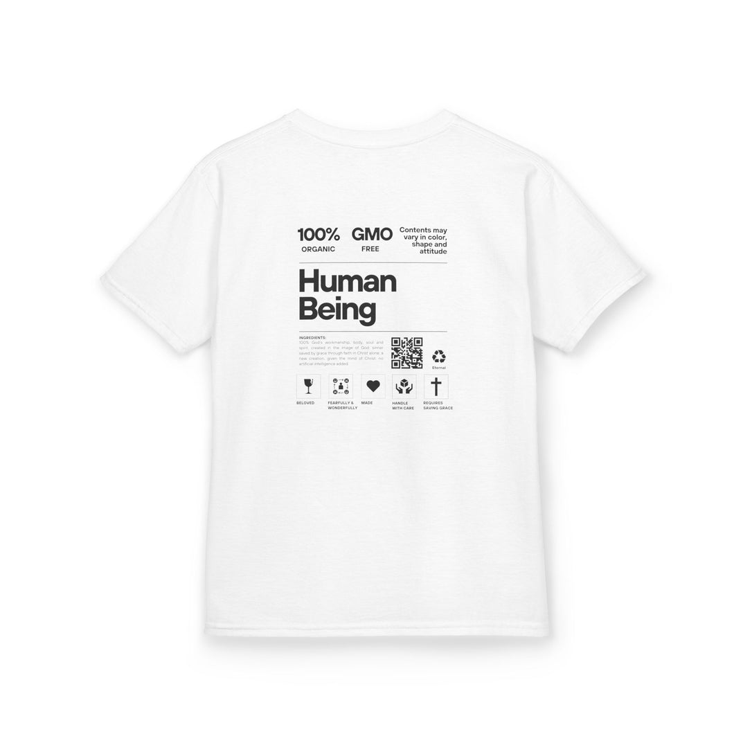 Youth Graphic Tee, 100% Human Being Ingredient Label, Inspirational T-Shirt, Fun Kids T-Shirt, 100% US Cotton Shirt, Playful Kid's Clothing, Everyday Wear, Gift for Kids