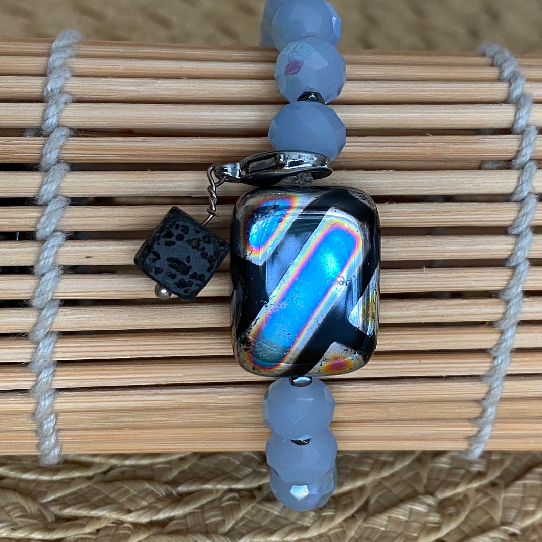 Baby Blues & Black Hematite Essential Oil Bracelet