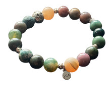 Load image into Gallery viewer, Essential Oil Bracelet, Fancy Jasper beads, Silver Filigree Bead
