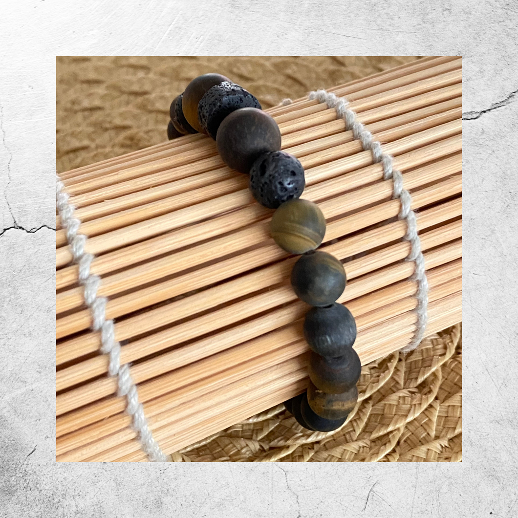 Dark Tiger Eye Beaded Essential Oil Bracelet