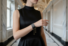 Load image into Gallery viewer, Elegant Handwoven Bracelet "Anamorphic" in Black and White
