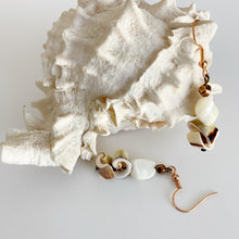 Load image into Gallery viewer, Shell Earrings - Polished Nuggets and Curlicues Dangle from Rose-Gold Ear Wires

