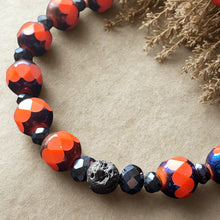 Load image into Gallery viewer, Essential Oil Bracelet, Orange &amp; Black faceted beads, Black Lava Stone
