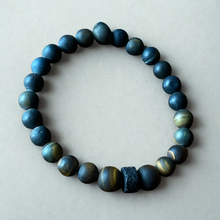 Load image into Gallery viewer, Essential Oil Bracelet, Matte Tiger Eye Beads, Black Lava Disk
