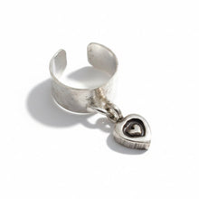Load image into Gallery viewer, Hammered Ear Cuff featuring Tiny Heart Charm
