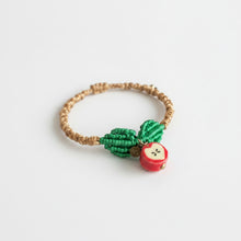 Load image into Gallery viewer, Red Apple Core Pendant with Macrame Leaves, Adjustable Bracelet
