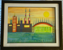 Load image into Gallery viewer, &quot;Spires&quot; - Original Black Light Art by Steven Hardy - Frame &amp; UV light included
