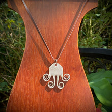 Load image into Gallery viewer, Twisted Octopus Pendant on 24&quot; Brown Suede Cord
