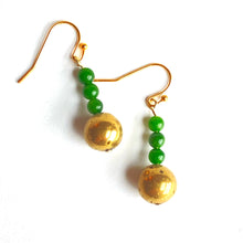 Load image into Gallery viewer, Golden Agate &amp; Jade Earrings, 14K GP earwires
