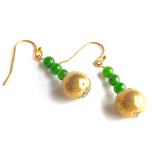 Load image into Gallery viewer, Simply elegant dangle Earrings of golden Agates and green Jade make elegant your evening wear or add sparkle to your jeans.   Pairs well with Golden Agate Necklace. 
