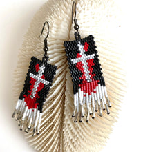 Load image into Gallery viewer, "White as Snow" Handwoven Fringe Earrings
