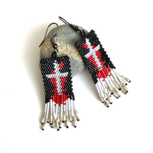 Load image into Gallery viewer, "White as Snow" Handwoven Fringe Earrings
