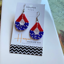 Load image into Gallery viewer, Red White &amp; Blue Tear Drop Beaded Earrings
